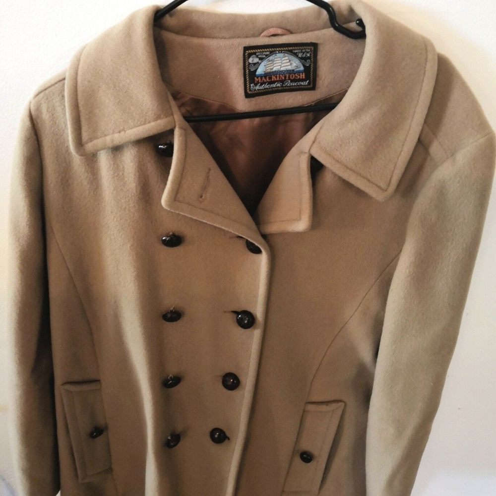 Mackintosh Tan Double Breasted Wool Peacoat Sz 18